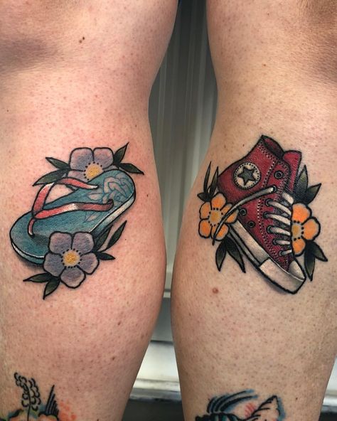 Converse Tattoo Ideas, Flip Flop Tattoos For Women, Converse Tattoo, Flip Flop Tattoo, Hawaiian Tattoos, Inner Arm Tattoos, Hawaiian Tattoo, Spiritual Tattoos, Leg Sleeve