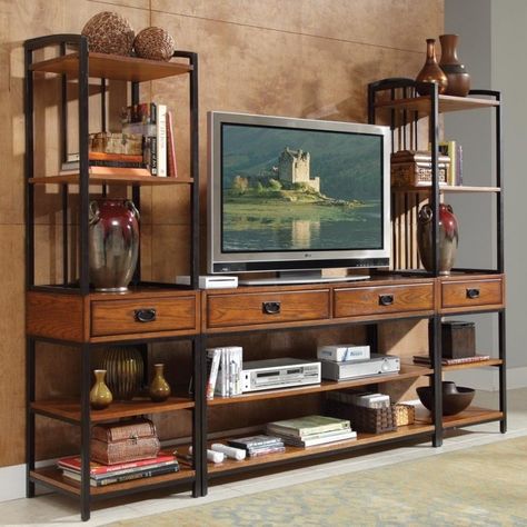 Metal Tv Stands - Foter Oak Entertainment Center, Gaming Entertainment Center, Metal Tv Stand, Furnitur Ruang Keluarga, Modern Entertainment Center, Modern Craftsman, Industrial Living, Vintage Industrial Furniture, Tv Units