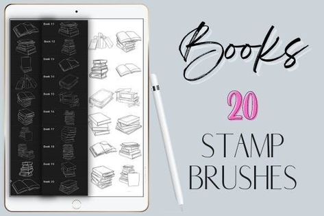 Procreate Book Stamps Brushes Set Free Book Silhouette, Book Texture, Manifesto Design, Free Procreate Brushes, Digital Brushes, Best Procreate Brushes, Skin Paint, Procreate Stamps, Free Procreate