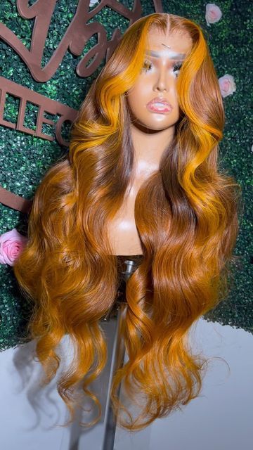 Wig Fall Colors, Fall Wig Colors, Fall Wigs, Fall Color Lace Front Wig, Fall Color Wigs, Fall Color Wigs For Black Women, Fall Wig Colors Black Women, Blonde Wig With Orange Highlights, Fall Color Hair Ideas For Black Women