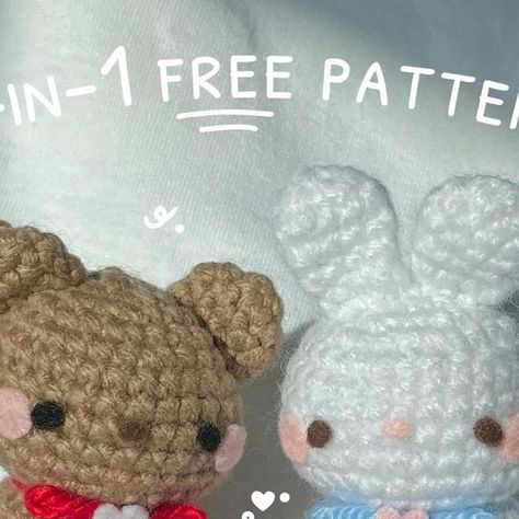 Best First Crochet Project, Bunny Crochet Tutorial, Free Crochet Patterns Bunny, Crochet Bear Keychain Free Pattern, Cute Crochet Keychains Free Patterns, Crochet Patterns Instagram, Free Crochet Bear Patterns, Crochet Mini Plushies Free Pattern, Free Bear Crochet Pattern