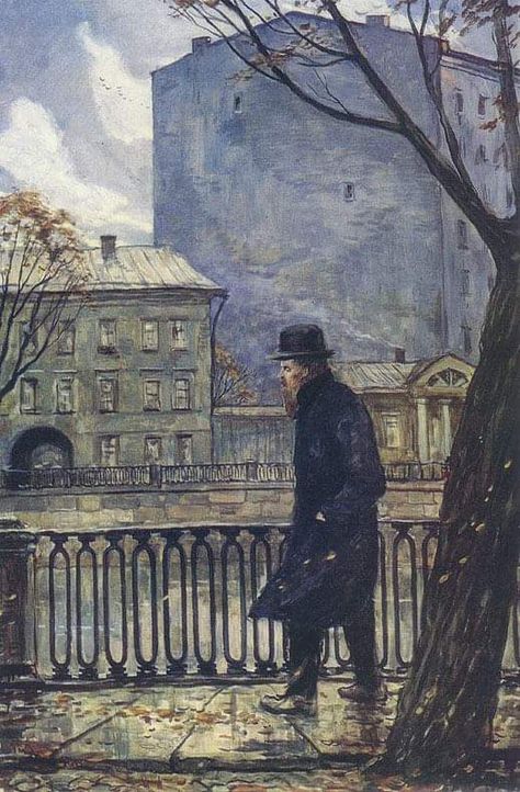 "Ilya Glazunov: Dostoevsky in Petersburg. Autumn., 1985… " Dostoevsky Art, Russian Literature, Literature Art, Howls Moving Castle, Russian Art, Ethereal Art, Classical Art, Art Blog, Dark Art