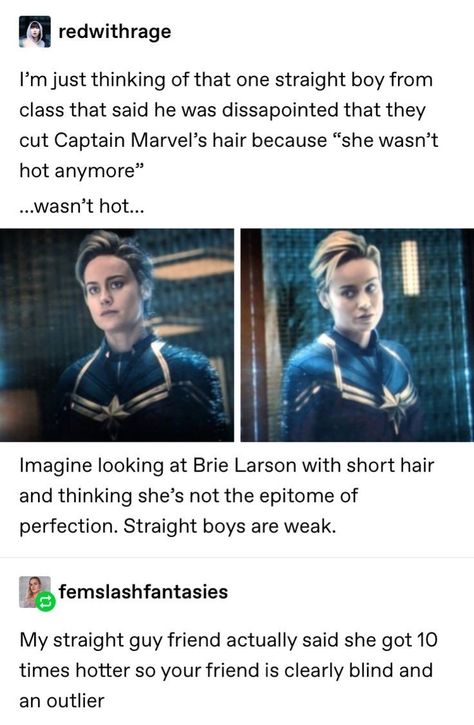 Brie Larson Short Hair, Dc Movies, Avengers Memes, Brie Larson, Marvel Stuff, Marvel Jokes, Forensic, Avengers Funny, Marvel Funny