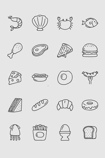 Dainty Food Tattoos, Mini Food Tattoos, Simple Food Tattoo, Food Simple Drawing, Food Icon Illustration, Minimalist Food Drawing, Fun Food Illustration, Minimalist Food Tattoo, Food Minimalist Drawing