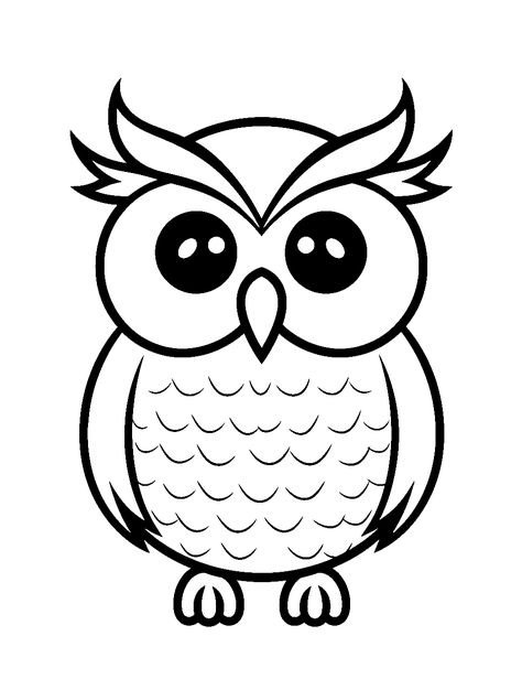 Simple Owl Face: A basic, child-friendly drawing of an owl’s face. (Free Printable Coloring Page for Kids) Basic Outline Drawings, Owl Template Printable Free, Owl Face Drawing, Simple Owl Drawing, Drawing Of Owl, Easy Owl Drawing, Cartoon Owl Drawing, Drawing Of An Owl, Owl Drawing Simple