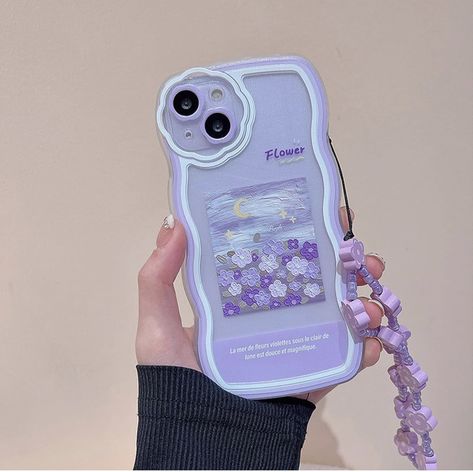 Compatible for iPhone 14 Case with Chain Oil Painting Purple Flower #phonecase #purpleaesthetic #phone #flowerphone #kawaiiphone #lavender #lilac #phonecharm Lovely Flower Bracelet Wrist-Band for Women Girls, Soft TPU Shockproof Cover-Oil Flower Lavender Phone Case, Painting Purple, Future Wallpaper, Diy Iphone Case, Bracelet Wrist, Purple Daisy, Purple Outfits, All Things Purple, Wrist Band