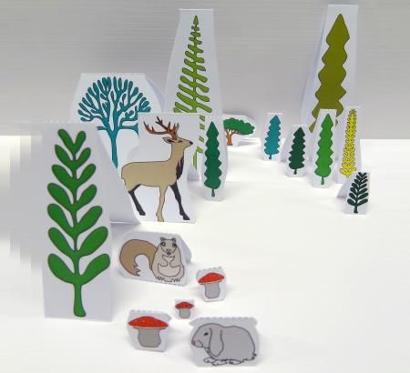 2D Forest Diorama For Kids - by Soyou - Floresta Em 2D - == -  An easy-to-build 2D Forest Diorama for kids, created by French designer Soyou. Nice for School Works. Forest Diorama, Forest Play, Diorama Kids, Tunnel Book, Woodland Critters, Vintage Deer, Woodland Party, Paper Models, Play Mat