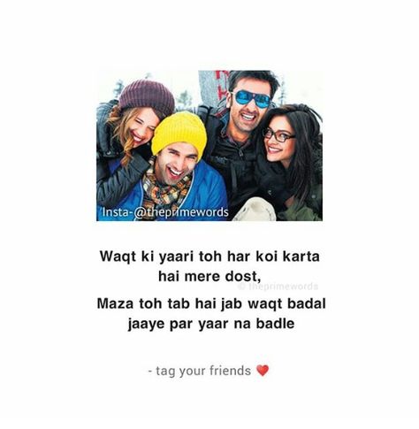 Dosti Captions In Hindi, Yjhd Quotes Friendship, Yjhd Quotes, School Life Quotes, Cute Friendship Quotes, True Friends Quotes, Bollywood Quotes, Classy Quotes, Bestest Friend Quotes