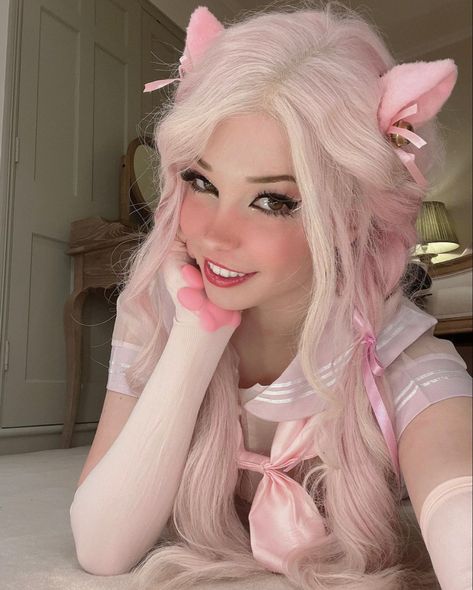 #egirl #pink #cute #kawaii #belledelphine #kawaiilifestyle #egirlaesthetic #gamergirl #harijuku Belle Delphine, Pink Hair, Hair, Pink