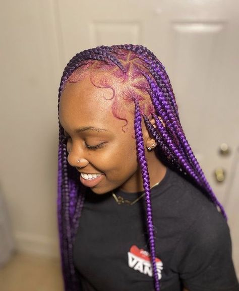 Bubble Braid Bangs, Braid Bangs, Purple Braids, Weave Hairstyles Braided, Bangs Hairstyle, Bubble Braid, Braids Styles, Box Braids Hairstyles For Black Women, Cute Braided Hairstyles