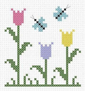 Simple Tulip Cross-Stitch Pattern – Cross-Stitch Tiny Cross Stitch, Cross Stitch Patterns Flowers, Cross Stitch Bookmarks, Mini Cross Stitch, Pola Sulam, Cross Stitch Borders, Embroidery Flowers Pattern, Cute Cross Stitch, Cross Stitch Cards