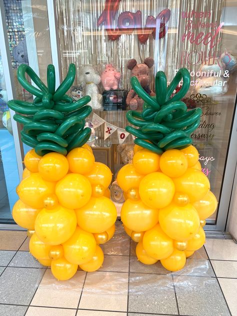 Luau 50th Birthday Party, Pineapple Balloon Arch, Pineapple Balloon Column, Tiki Balloon Garland, Luau Balloon Centerpieces, Hawaii Balloon Arch, Hawaiian Party Balloons, Pineapple Balloon Decor, Luau Party Balloons