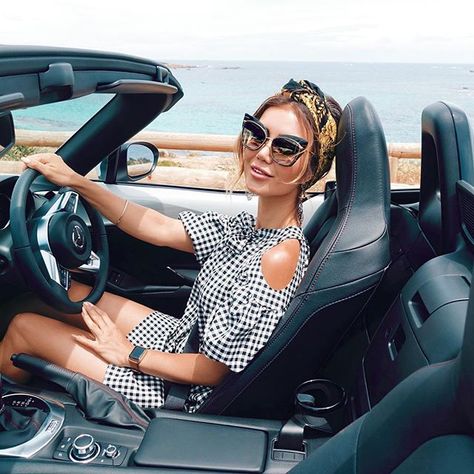 I've figured out the perfect 'how to avoid messing up your hair in a convertible' hair style!  #mazda #mx5.   #MazdaAus #ZoomZoom ☀️ Pia Muehlenbeck, Car Poses, Convertible Car, Big Rig Trucks, Summer Lookbook, Dec 1, Business Person, Classy Women, Hot Cars