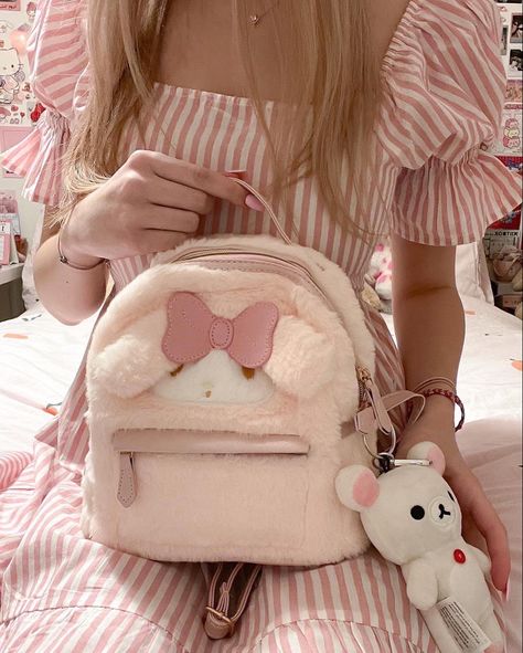 Heart Plush, Cartoon Backpack, Cartoon Bag, Purple Backpack, Plush Bags, Pink Hello Kitty, Plush Backpack, Pink Rabbit, Childrens Backpacks