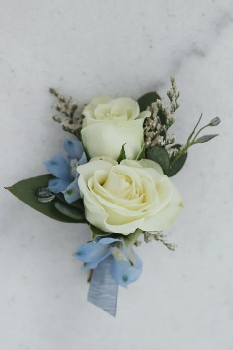 Baby Blue Corsage, Blue Corsage, Wedding Day Nails, Boutonnieres Prom, Winter Ball, Prom Outfit, Groomsmen Boutonniere, Corsage And Boutonniere, Wedding 2025