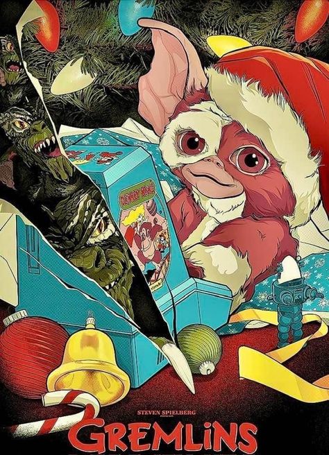 Gremlin Christmas, Gremlin Art, Christmas Gremlins, Gremlins Poster, Gremlins Movie Poster, Gizmo The Gremlin, Gremlins Movie, 90s Characters, Nostalgic Childhood