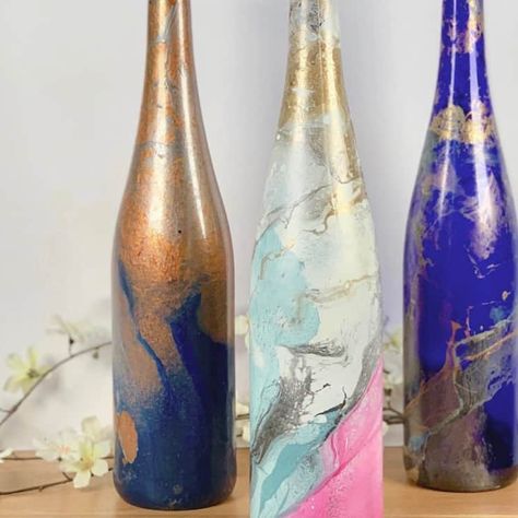 Liquor Bottle Lights, Clay Candle Holders, Boho Crafts, Vase Painting, Painted Bottles, Hydro Dipping, Clay Candle, Angel Kisses, Pumpkin Carving Patterns