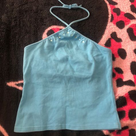 No Ordinary Girl, Blue Halter Top, Baby Pink Aesthetic, Ordinary Girls, Pink Aura, Y2k Clothes, Y2k Top, Diy Sewing Clothes, Fashion Design Clothes