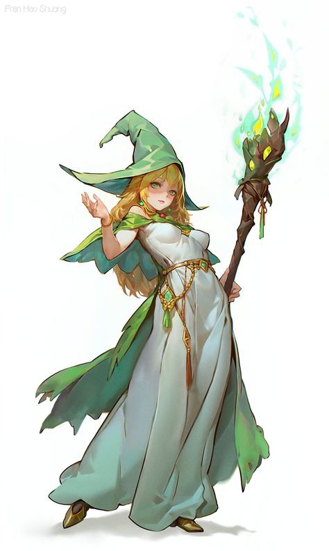 ArtStation - Emerald Blaze Enchantress Witch Characters, Anime Witch, Samurai Artwork, Mobile Gaming, Game Props, Concept Art Character, Witch Art, Unreal Engine, Character Design References