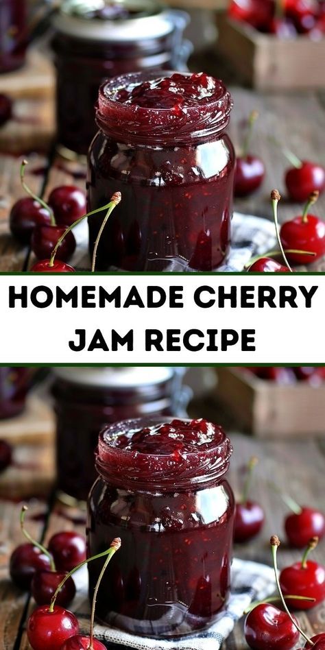 Sour Cherry Jam Recipe, Homemade Cherry Jam, Cherry Jam Recipe, Fresh Cherry Recipes, Unique Recipes Desserts, Sour Cherry Jam, Cherry Jam Recipes, Cherry Jam, Homemade Bread Recipes Easy