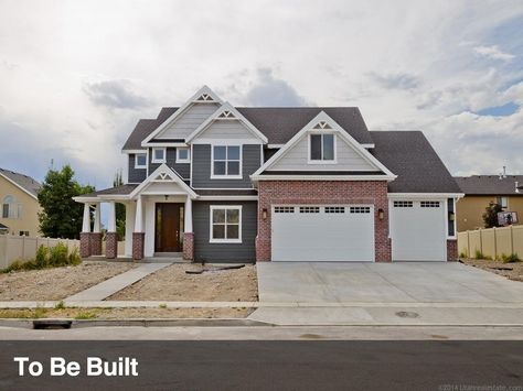 I LOVE these house colors; red brick, gray and cream hardie siding with white trim.  ♥ Grey Exterior House Colors, Red Brick Exteriors, Gray Brick, Grey Siding, Brick Houses, Exterior House Color, Red Brick House, Exterior Paint Color, Brick Exterior House