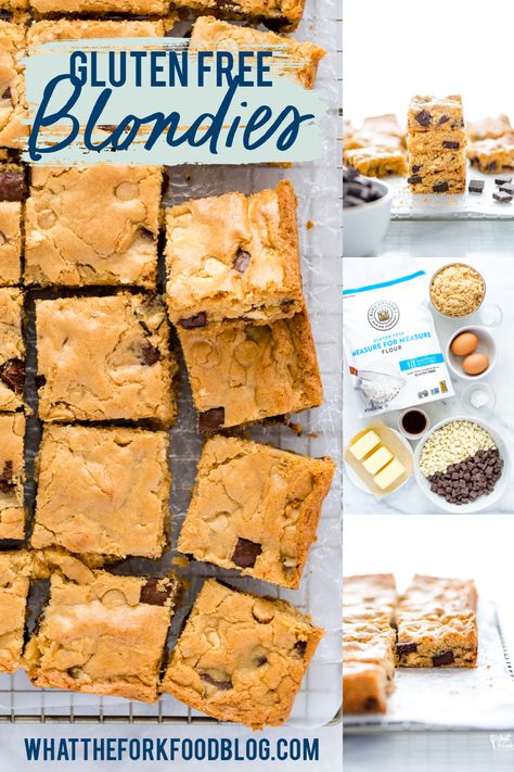 Gluten Free Blondies, Blonde Brownie Recipe, Blonde Brownie, Chip Bar, Butterscotch Blondies, The Perfect Blonde, What The Fork, King Arthur Gluten Free, Blonde Brownies