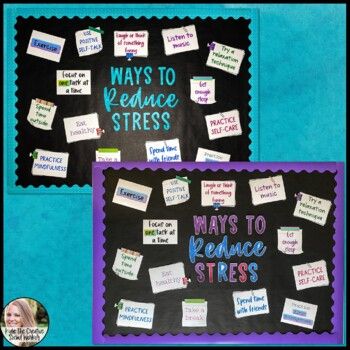 Stress Bulletin Board | Social Work or Counseling Decor | TPT Office Bulletin Board Ideas, School Counseling Office Decor, Counselor Bulletin Boards, Counseling Decor, Office Bulletin Board, School Counseling Bulletin Boards, Counseling Bulletin Boards, Health Bulletin Boards, Office Bulletin Boards