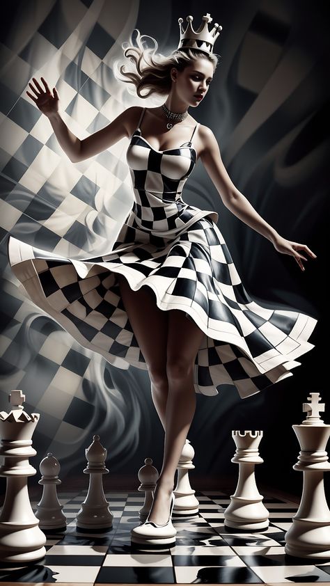 Surreal Artwork Chess Chess Outfit Aesthetic, Chess Outfit, Chess Aesthetic, Glamour Shoot, Wonderland Artwork, Super Images, Surreal Artwork, Cinematic Photography, Arte Fantasy