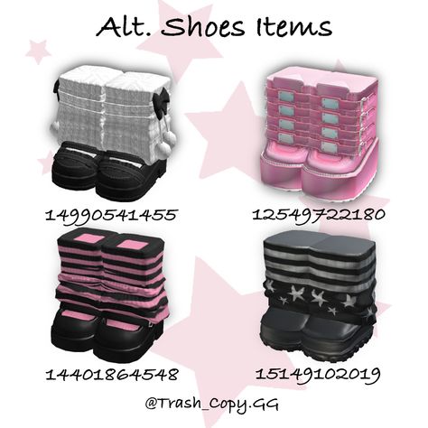 Roblox Black Shoes Code, Roblox Codes Pink, Roblox Shoes Codes, Outfit Roblox Code, Roblox Shoes, Roblox Items, Avatar Cosplay, Boots Code, Alternative Shoes