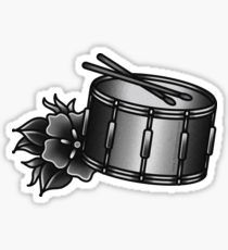 Drum Tattoos For Men, Drums Tattoo Ideas, Traditional Music Tattoo, Snare Drum Tattoo, Traditional Tattoo Music, Drummer Tattoo, Tattoo Merch, Traditional Tattoo Stickers, Drum Tattoo