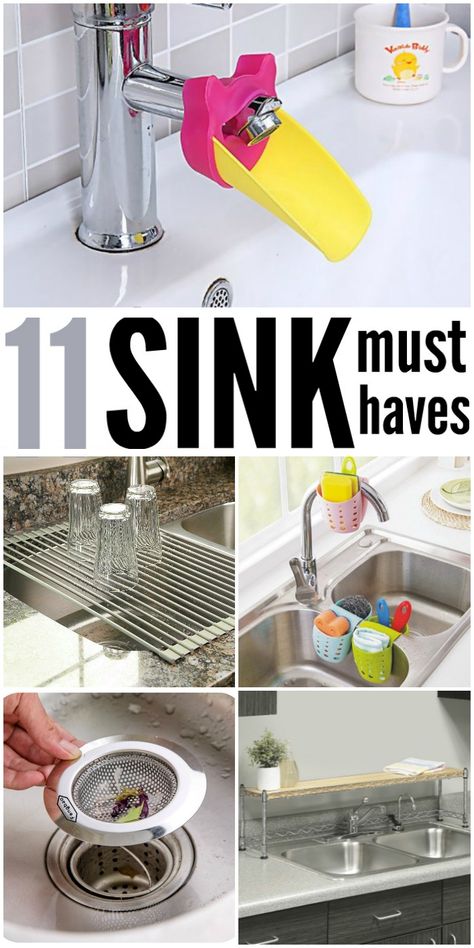 Here are some must-have products to organize my sink - and yours!! Love seeing an organized and clean sink! Sink Organization, Crafts For Teens To Make, Small Kitchen Decor, Diy Stairs, Sink Organizer, Kitchen Themes, Kitchen Equipment, Kitchen Design Small, Kitchen Rack