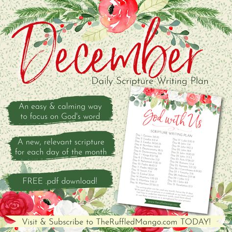 December Scripture Writing Plan: God With Us December Scripture Writing Plan 2023, 2023 Scripture Writing, December Scripture Writing Plan, December Scriptures, Scripture Writing Plan, December Writing, God With Us, Scripture Writing Plans, The Fruit Of The Spirit