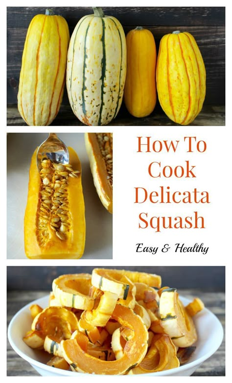 How To Cook Delicata Squash- this easy side dish is healthy and delicious! Paleo, whole30, vegan, dairy free, and gluten free. Baking Delicata Squash, Squash Delicata Recipes, How To Cook Delicata Squash, Cook Butternut Squash, Kale Chickpea, Delicata Squash Recipe, Squash Roasted, Squash Bake, Whole30 Vegan