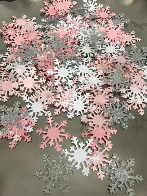 Winter Onederland Party Girl 1st Birthdays, Winter Themed Party, Snowflake Confetti, Winter Onederland Party Girl, Winter Wonderland Birthday Party, Winter Onederland Birthday Party, Winter Baby Shower Themes, Onederland Party, Winter Shower