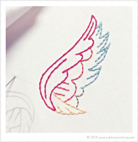 Wonderful Wings • Embroidery Pattern by Sublime Stitching Embroidery Angel Wings, Angel Wing Embroidery, Embroidered Angel Wings, Angel Wings Embroidery, Sublime Stitching, Wing Embroidery, Wings Embroidery, Pretty Wings, Embroidery Tools