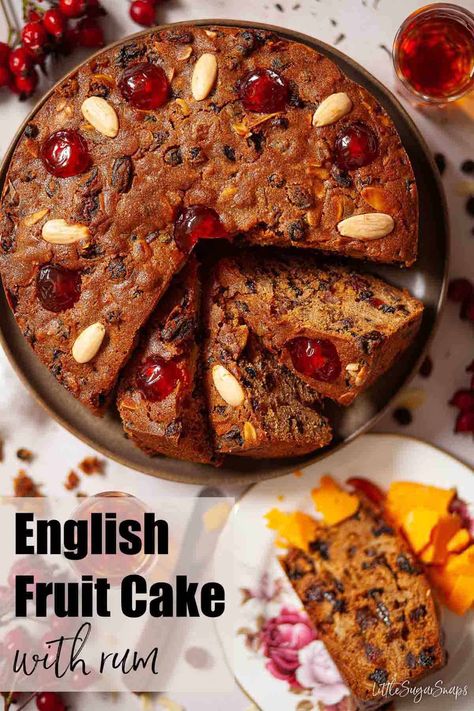 Rum fruit cake laden with sultanas, currants, glacé cherries, flaked almonds and Jamaican rum is a real treat. Known as Melton Hunt cake, this easy fruit cake recipe, originating in Leicestershire, has been around since 1854. Cherry Fruit Cake, English Fruit Cake Recipe, Rum Fruit Cake Recipe, Easy Fruit Cake Recipe, Rum And Raisin Cake, Rum Fruit Cake, Eccles Cakes, Odd Fellow, Jamaican Rum Cake