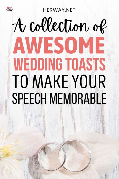 You want to give an unforgettable wedding speech but you need some inspiration? Check out this collection of wedding toast examples! Bride Wedding Speech Examples, Marriage Advice For Wedding Speech, Thank You Speech From Bride And Groom Wedding Toasts, Wedding Toast From Mom, Funny Things To Say In A Wedding Speech, Toast To Parents At Wedding, Wedding Toasts From Mother, Moh Toast Examples, Best Man Toast Examples