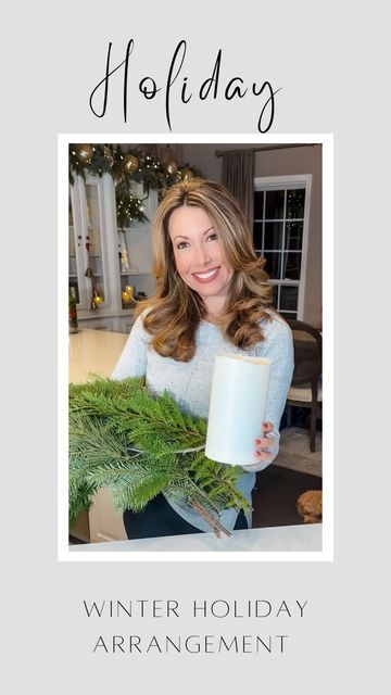 Large Christmas Vase Arrangements, Holiday Greens Arrangements, Winter Floral Arrangements Centerpieces, Christmas Arrangements Diy, Christmas Greenery Arrangements, Janine Graff, Simple Arrangements, Holiday House Decor, Planter Arrangements