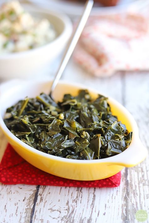 This is my go-to recipe for vegan collard greens. These easy collard greens have a richness about them and a melt-in-your-mouth quality. Vegan & gluten-free side dish. #vegan #greens #vegetable Healthy Collard Greens Recipe Clean Eating, Collard Greens Recipe Southern No Meat, Healthy Collard Greens Recipe, Collard Greens Vegan, Easy Collard Greens, Southern Collards, Collar Greens, Easy Collard Greens Recipe, Vegetarian Collard Greens