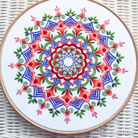 Remember that Embroidered Kaleidoscope? – NeedlenThread.com Hand Embroidery Art, 자수 디자인, Crewel Embroidery, Hand Embroidery Stitches, Embroidery Hoop Art, Art Textile, Hand Embroidery Patterns, Embroidery Inspiration, Embroidery Tutorials