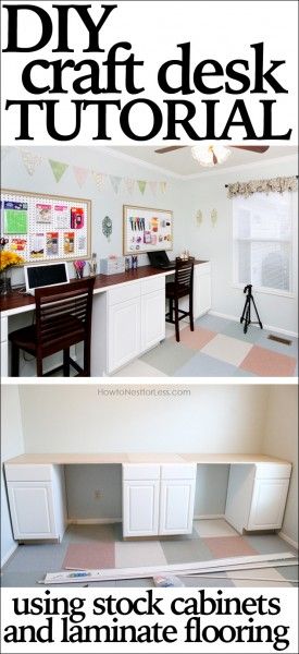 DIY craft desk tutorial Diy Craft Desk, Diy Crafts Desk, Craft Room Desk, Craft Table Diy, Diy Muebles Ideas, Stock Cabinets, Dream Craft Room, Craft Desk, Scrapbook Room