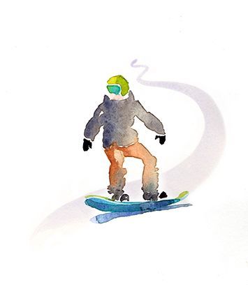 Snowboarding Art, Ski Drawing, Snowboard Art, Ski Art, Watercolor Birthday Cards, Bunny Painting, Ink And Watercolor, Watercolor Christmas Cards, Watercolor Mountains