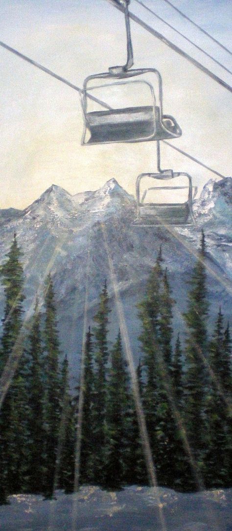 ski lift---a scary, painful memory Snowboard Tattoo, Pen Art Drawings, Pinterest Images, Memorial Tattoos, The Mountains Are Calling, Ski Area, Paint And Sip, Ski Lift, Mountain Paintings