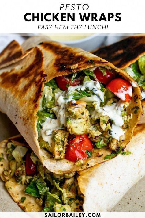 Delicious, easy pesto chicken wraps make the ultimate healthy lunch or dinner. Bursting with fresh flavors and pesto in every bite, this easy lunch recipes is ready in under 20 minutes, perfect for busy weeks and great for meal prep. #WorldTourofSandwiches Lunch Recipes Healthy To Work, Winter Work Lunch Ideas, Hot Healthy Lunch Ideas, Easy Prep Lunches For Work, Work Lunches Healthy, Husband Lunch Ideas To Work, Healthy Office Lunch Ideas, Light Lunch Ideas, Office Lunch Ideas