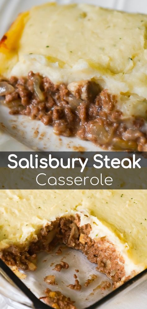 Salisbury Steak Casserole Recipe, Easy Ground Beef Dinner, Steak Casserole, Ground Beef Dinner, Fall Dinners, Salisbury Steak Recipes, Easy Ground Beef, Beef Casserole Recipes, Ground Beef Casserole