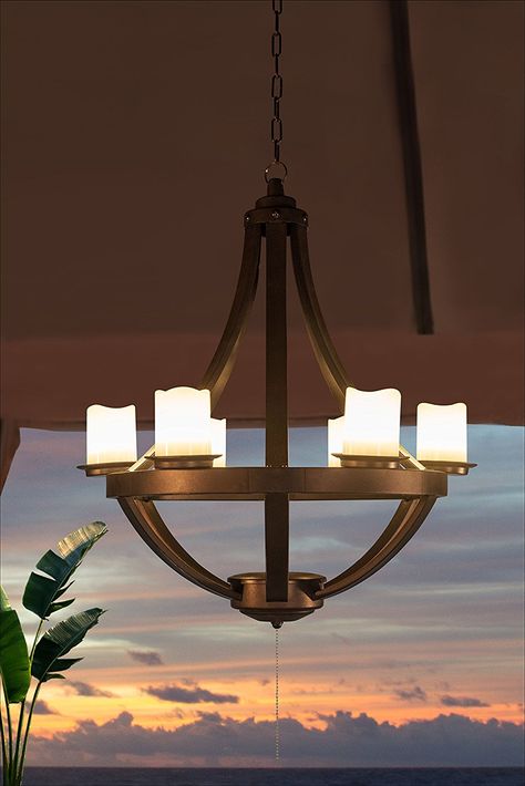 Sunjoy L-CH729PPS Francis Plastic Hanging LED Chandelier-Battery Operated Deck Chandelier Patio, Outdoor Porch Chandelier, Patio Lighting Ideas Outdoor Diy, Patio Chandelier Outdoor, Porch Chandelier Outdoor, Front Porch Chandelier Outdoor, Outdoor Chandelier Porch, Modern Patio Lighting, Outdoor Chandelier Lighting