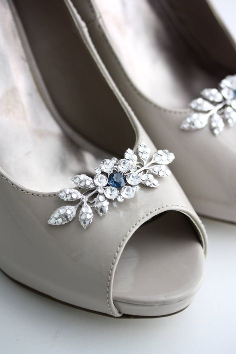 Shoe clips Wedding Shoe Clips Crystal Shoe Clips Custom Color #gadget Wedding Plugs, Best Bridal Shoes, Shoe Clips Wedding, Feather Shoes, Blue Bridal Shoes, Red Wedding Shoes, Fun Wedding Shoes, Something Blue Bridal, Crystal Shoes