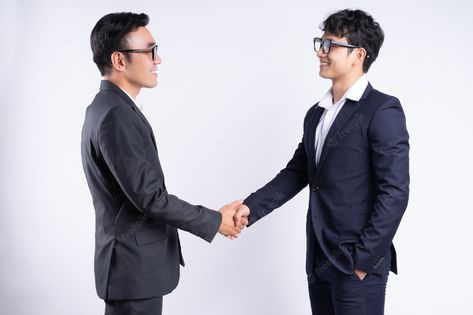 Premium Photo | Two asian business men shaking hands on a white background Two People Shaking Hands, Shaking Hands Drawing, Men Shaking Hands, People Shaking Hands, Posing Reference, Male Doctor, Shaking Hands, Smart Casual Wear, Hand Drawing Reference