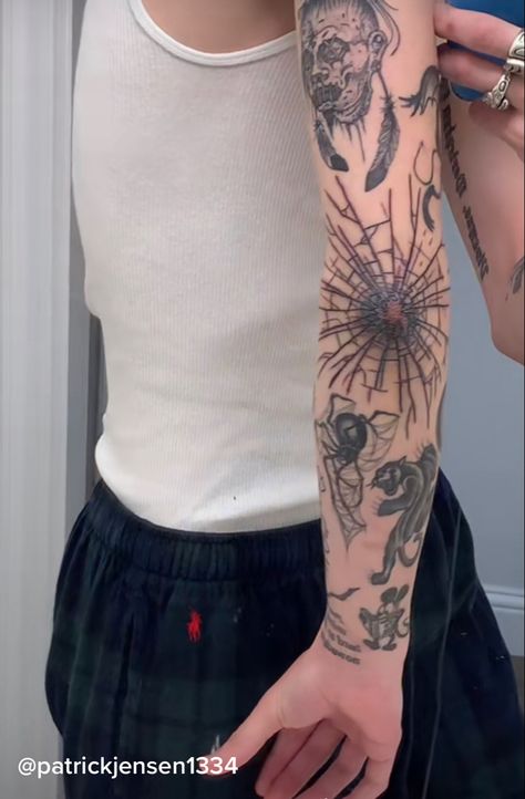 patrickjensen1334 on tiktok Broken Glass Elbow Tat, Shattered Glass Elbow Tattoo, Dark Tattoo Ideas, Dark Feminine Tattoos, Siren Tattoo, Feminine Skull Tattoos, Dna Tattoo, Feminine Tattoo Ideas, Elbow Tattoo