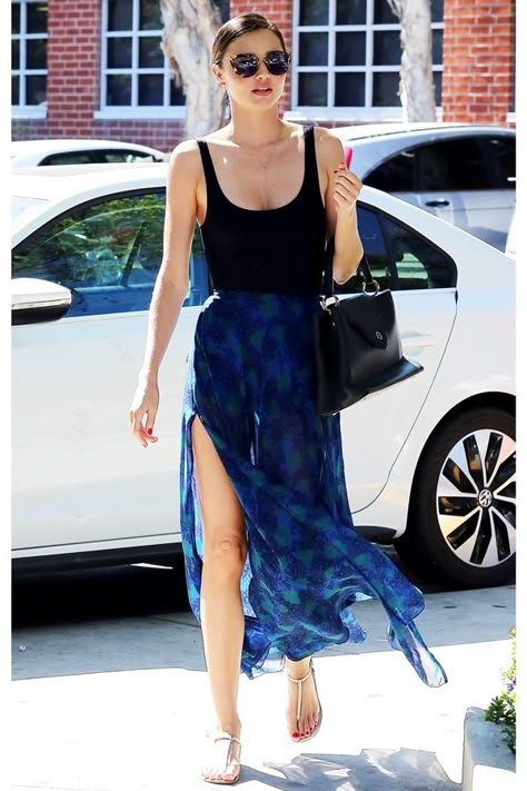 Miranda Kerr Street Style, Miranda Kerr Fashion, Miranda Kerr Style, Blue Maxi Skirt, David Koma, Zuhair Murad, Miranda Kerr, Priyanka Chopra, Celeb Style